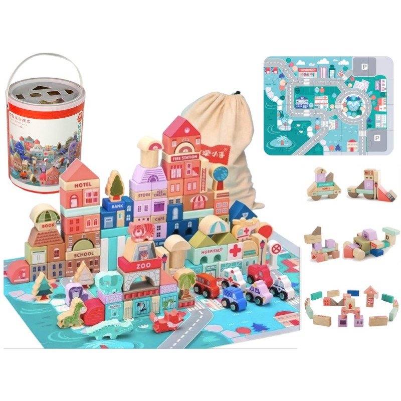 set-of-wooden-blocks-city-letters-puzzle-162-pieces (5) Ξύλινα Εκπαιδευτικά Τουβλάκια City Σετ σε Κουβά για 3+ Ετών 162τμχ - Image 1