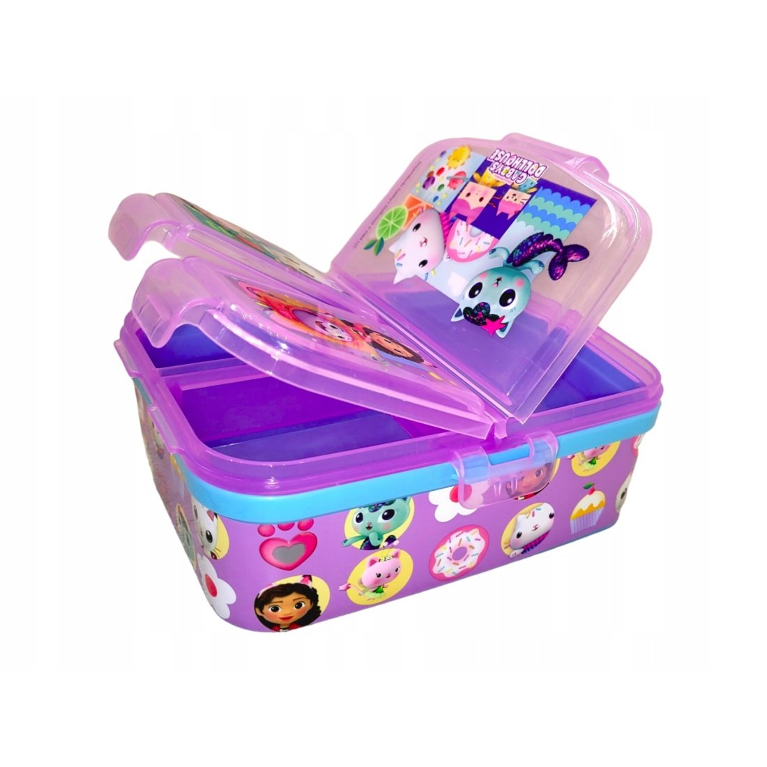 Gabby's Dollhouse Πλαστικό Παιδικό Δοχείο Φαγητού 4 Θέσεων Μωβ Μ19.5 x Π16.5 x Υ6.7cm - Image 3