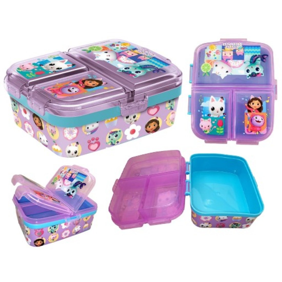 Gabby's Dollhouse Πλαστικό Παιδικό Δοχείο Φαγητού 4 Θέσεων Μωβ Μ19.5 x Π16.5 x Υ6.7cm - Image 2