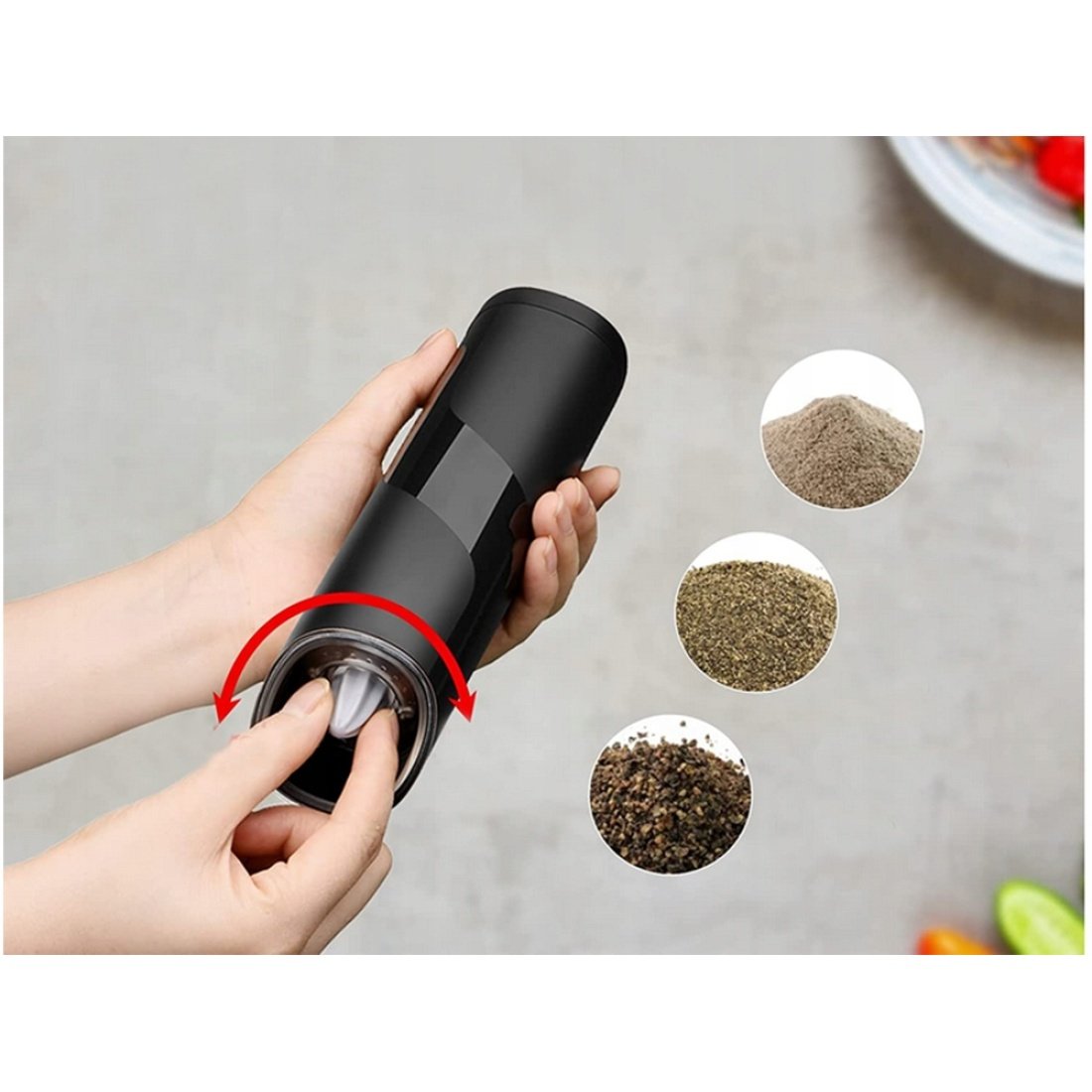 Ηλεκτρικός Μύλος Μπαχαρικών σε Μαύρο Χρώμα με Led - Image 5