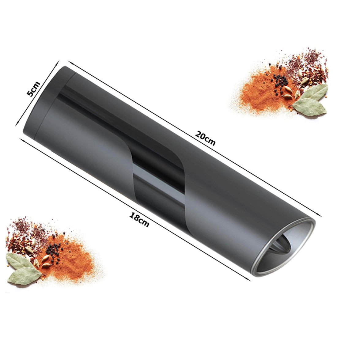 Ηλεκτρικός Μύλος Μπαχαρικών σε Μαύρο Χρώμα με Led - Image 3