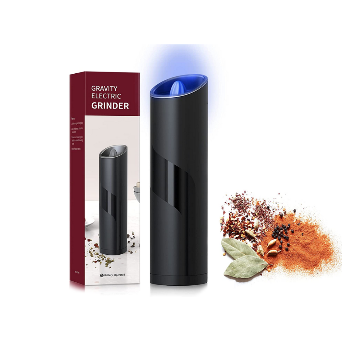 Ηλεκτρικός Μύλος Μπαχαρικών σε Μαύρο Χρώμα με Led - Image 2