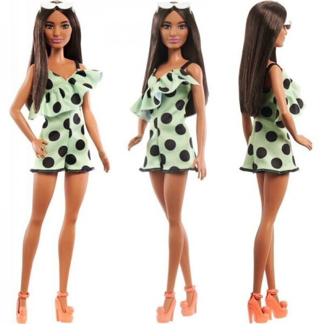 Mattel Barbie Fashionistas - Κούκλα Barbie Μελαχρινή Με Πουά Ολόσωμο HPF76 - Image 2