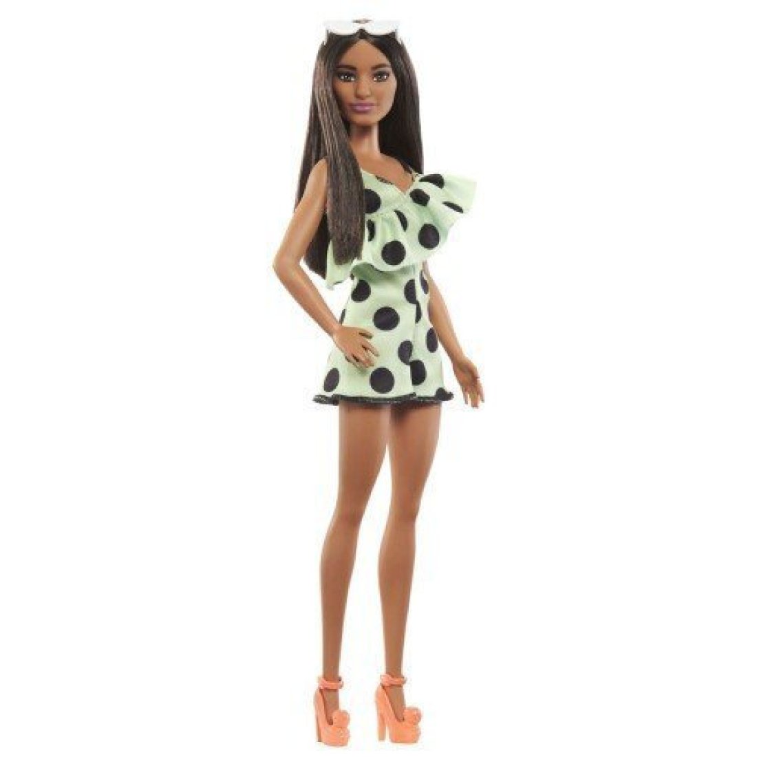 Mattel Barbie Fashionistas - Κούκλα Barbie Μελαχρινή Με Πουά Ολόσωμο HPF76 - Image 4
