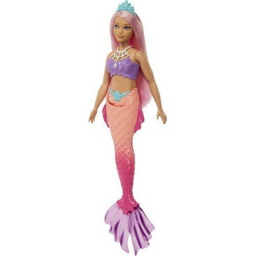 95550048165ae737cbba5ce9e72244b41fa5645d Mattel Νεα Barbie Γοργονα (Curvy, Pink Hair) With Pink Ombre Mermaid Tail and Tiara - Image 1