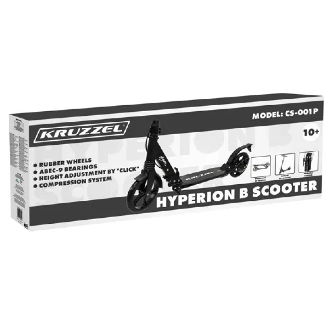 Πατίνι Αναδιπλούμενο Δίτροχο Kruzzel Hyperion B 23550 για 10+ Ετών Μαύρο - Image 11