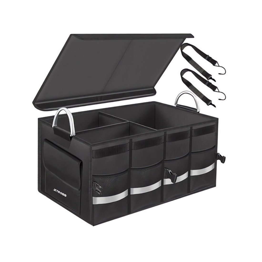 Πτυσσόμενη Θήκη Οργάνωσης Πορτ Μπαγκάζ με 3 θήκες σε μαύρο χρώμα, 59x35x30 cm - Xtrobb - Image 3