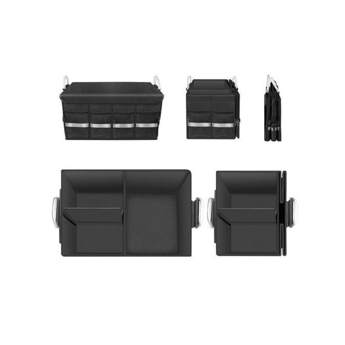 Πτυσσόμενη Θήκη Οργάνωσης Πορτ Μπαγκάζ με 3 θήκες σε μαύρο χρώμα, 59x35x30 cm - Xtrobb - Image 4