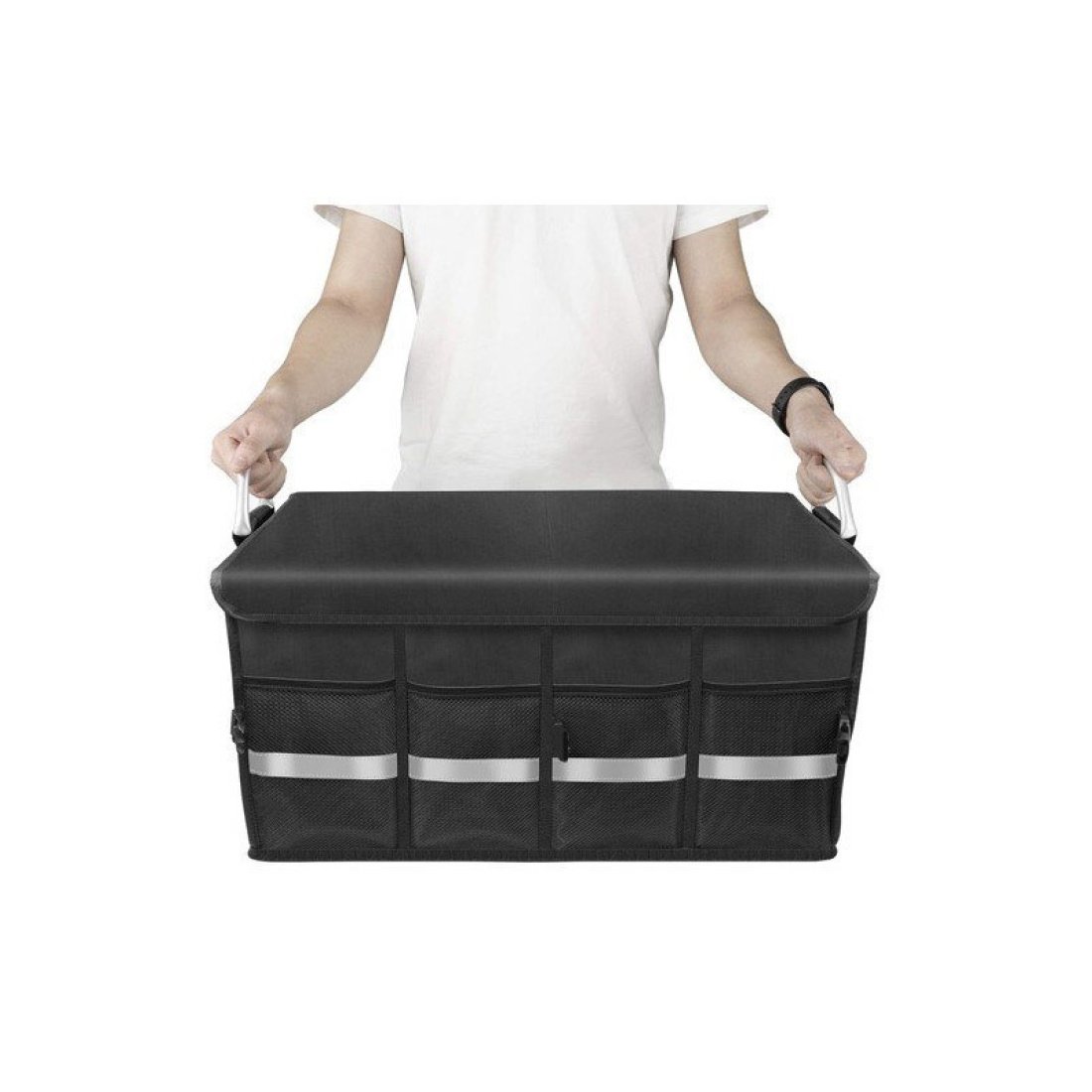 Πτυσσόμενη Θήκη Οργάνωσης Πορτ Μπαγκάζ με 3 θήκες σε μαύρο χρώμα, 59x35x30 cm - Xtrobb - Image 8