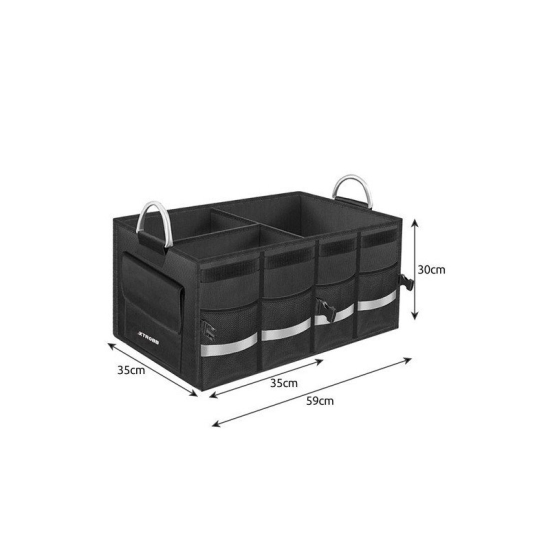 Πτυσσόμενη Θήκη Οργάνωσης Πορτ Μπαγκάζ με 3 θήκες σε μαύρο χρώμα, 59x35x30 cm - Xtrobb - Image 10