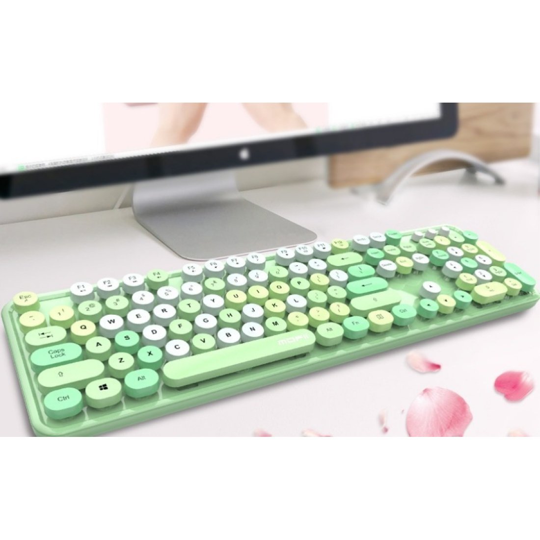 MOFII Ασύρματο Σετ Πληκτρολόγιο & Ποντίκι Sweet Wireless Keyboard + Mouse Set 2.4G - Πράσινο (SMK-623387AG) - Image 4