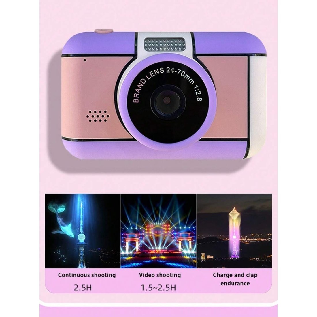 Ψηφιακή φωτογραφική μηχανή για παιδιά D7 Μωβ 3+ ετών - Image 4