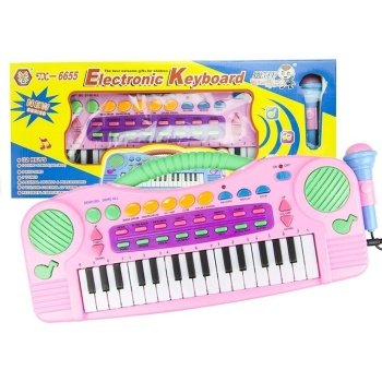 Παιδικό Πιάνο με μικρόφωνο σε ροζ χρώμα, Electronic piano