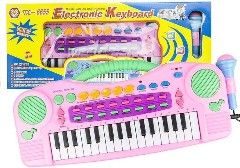 eng_pl_Electronic-Organs-Keyboard-32-Keys-Microphone-1270_1 Παιδικό Πιάνο με μικρόφωνο σε ροζ χρώμα, Electronic piano - Image 1