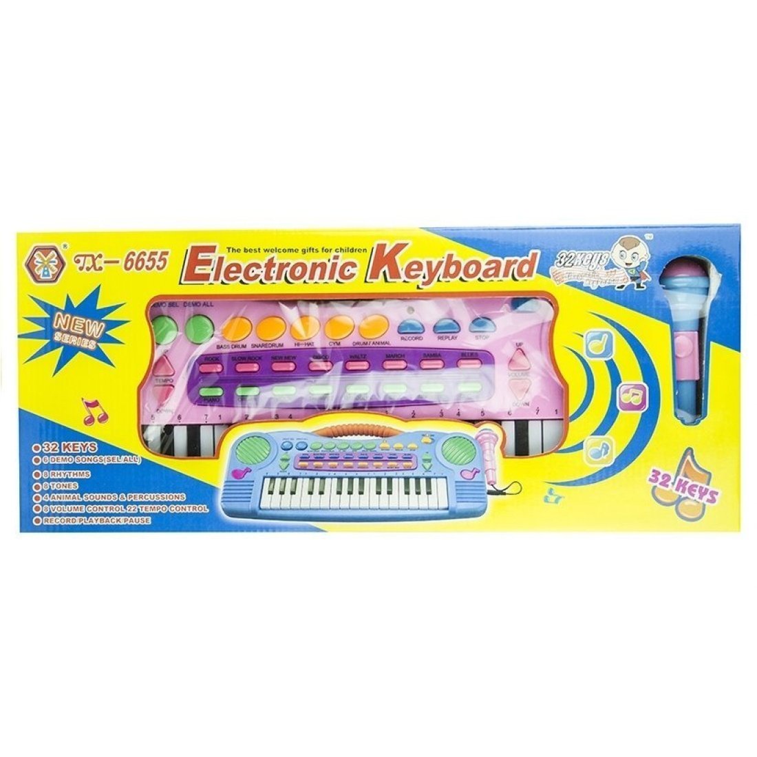 Παιδικό Πιάνο με μικρόφωνο σε ροζ χρώμα, Electronic piano - Image 2
