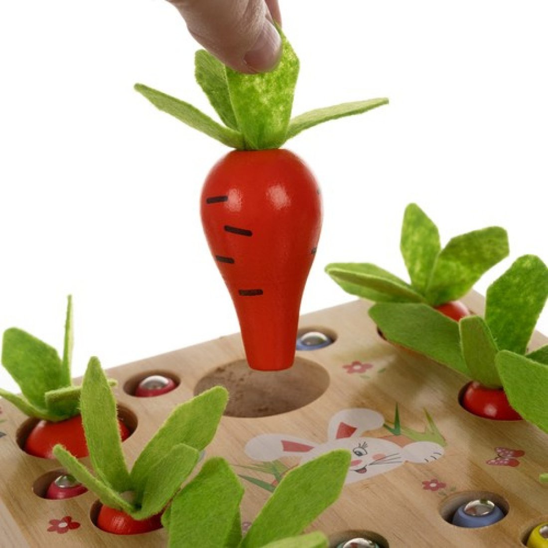 Ξύλινο Εκπαιδευτικό Παιχνίδι Montessori Κήπος Καρότων με Καλάμι ψαρέματος 2 σε 1 - Image 11