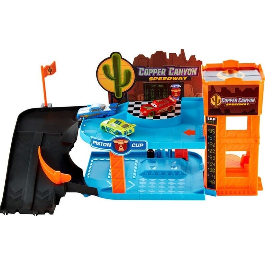 Disney Cars Glow Racers Copper Canyon Glowing Garage Γκαραζ Φωσφορούμενο Με 3 Οχήματα (Cruz Remirez,McQueen & Ramone) HPX75 - Image 2