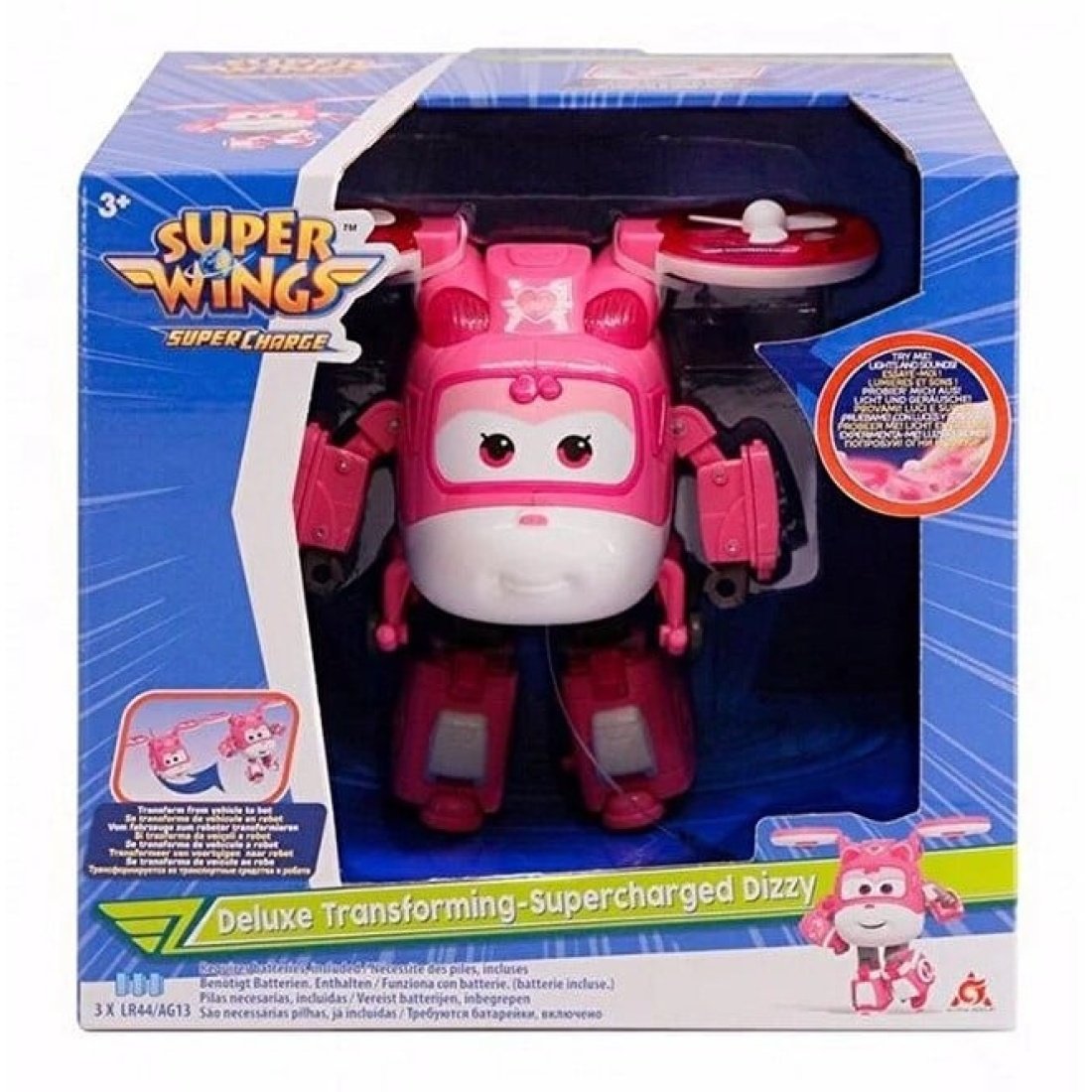 Αεροπλανάκι-Ελικοπτεράκι Super Wings Deluxe Transforming-Supercharged Dizzy με ήχο και φώς 22x21cm - Image 2