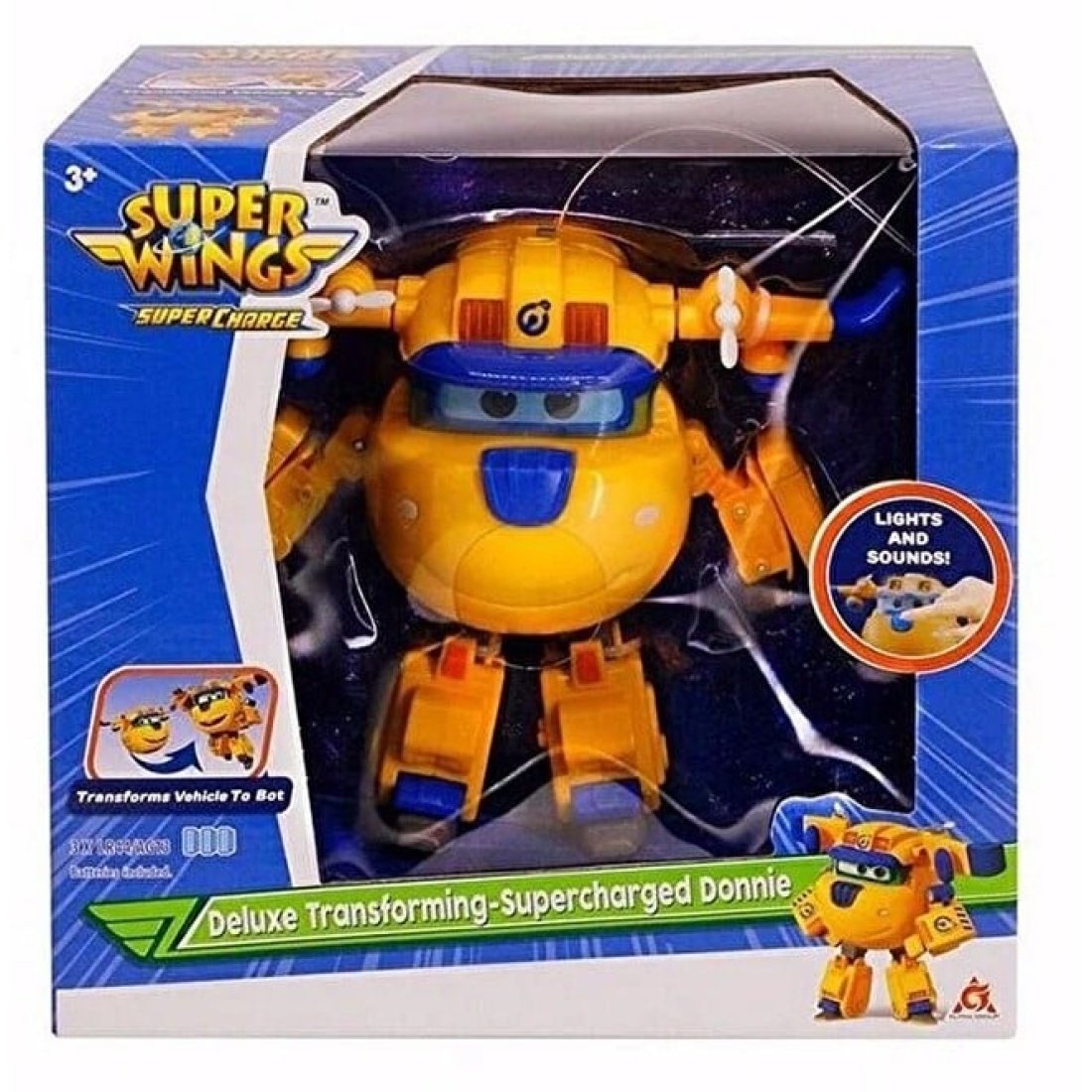 Αεροπλανάκι Super Wings Deluxe Transforming-Supercharged Donnie με ήχο και φώς 22x21cm - Image 2