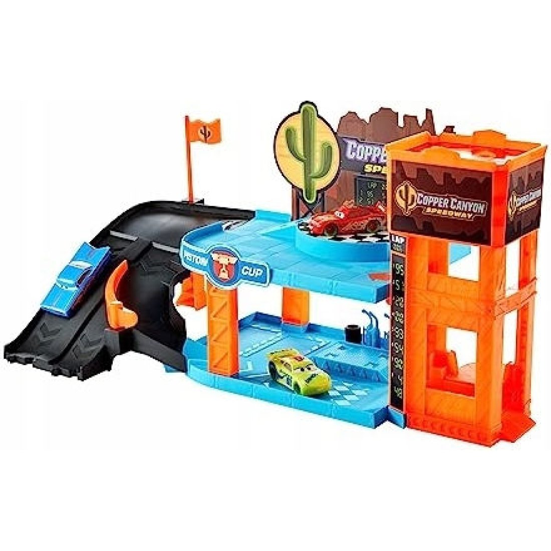 Disney Cars Glow Racers Copper Canyon Glowing Garage Γκαραζ Φωσφορούμενο Με 3 Οχήματα (Cruz Remirez,McQueen & Ramone) HPX75 - Image 5