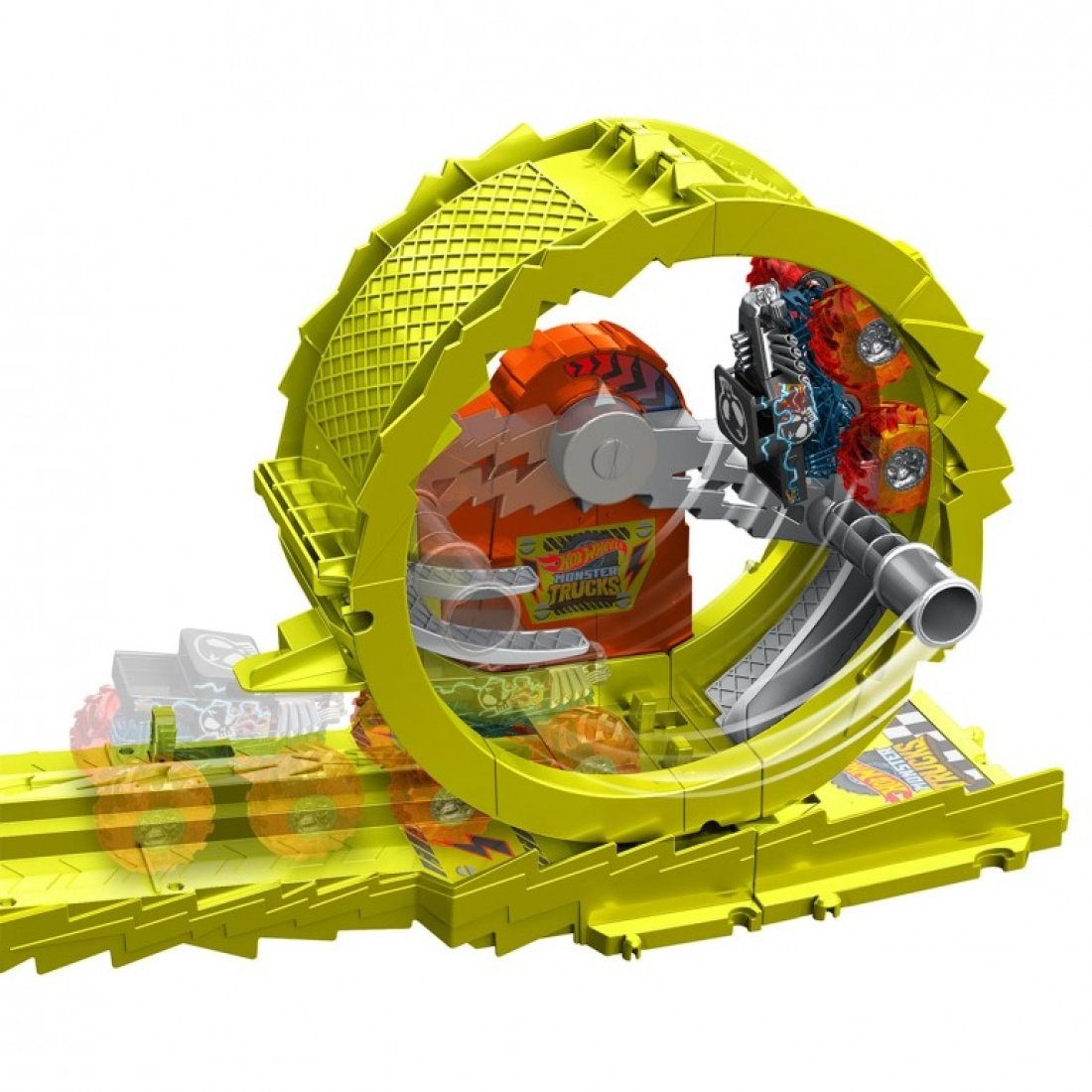 Πίστα Hot Wheels Monster Trucks Power Smashers Charge & Chase Challenge 33x50,5cm - Image 4