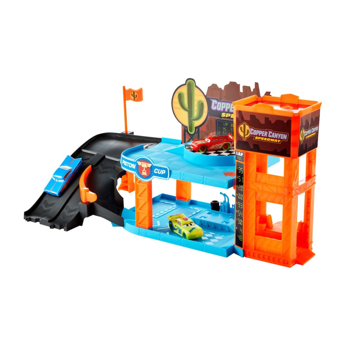 Disney Cars Glow Racers Copper Canyon Glowing Garage Γκαραζ Φωσφορούμενο Με 3 Οχήματα (Cruz Remirez,McQueen & Ramone) (HPX75) Συλλεκτικο - Image 5