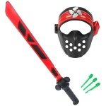 Σετ Μάσκα Mε Σπαθί Νίντζα Samurai με Φως και ήχο Κόκκινο 23.5x70cm - Image 3