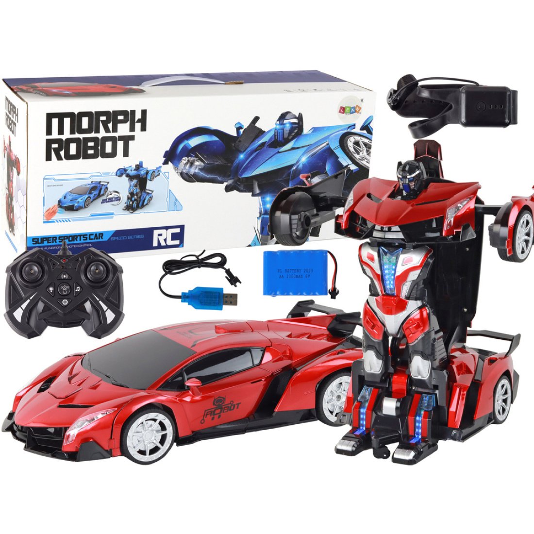 Τηλεκατευθυνόμενο Robot Αυτοκίνητο Transformer Κόκκινο 1:10 Κόκκινο - Image 4
