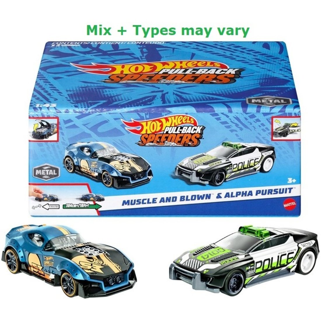 Hot Wheels Speeders Αυτοκινητάκι Pull Back Pull Back για 3+ Ετών (Διάφορα Σχέδια) 2τμχ - Image 2