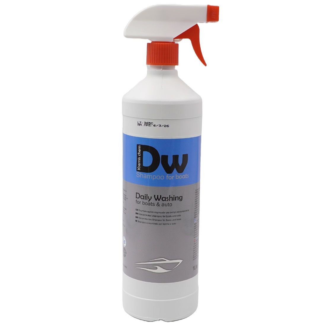 sympyknomeno-aporrypantiko-skafon-kai-aytokiniton-dw-kremis-chem Dw Daily washing for boats&auto, Συμπυκνωμένο σαμπουάν για σκάφη και αυτοκίνητα 1L - Image 1