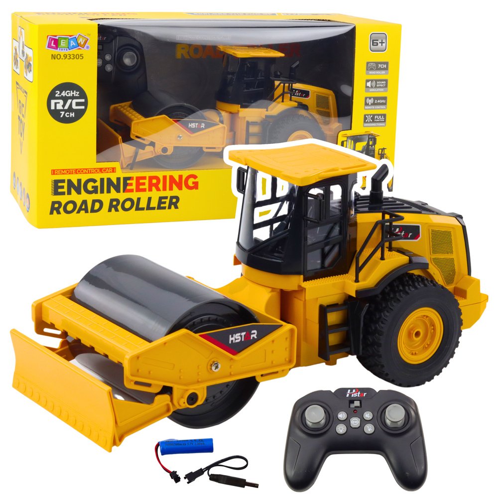 eng_pl_Remote-Controlled-Construction-Vehicle-Roller-RC-7CH-Yellow-22698_1 Τηλεκατευθυνόμενος Οδοστρωτήρας Κατασκευών Κίτρινο RC 7CH 1:16 - Image 1